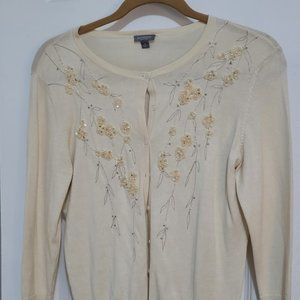 Vintage Cream Beaded Cardigan
